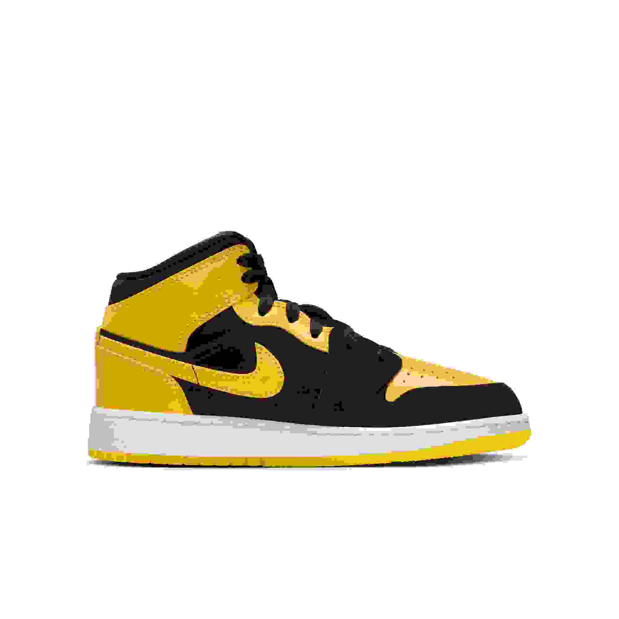 Jordan 1 Mid SE Grade School Boys' "Black/Varsity Maize/White" Shoe